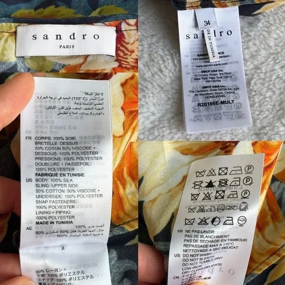 Sandro Matti Floral Orange Silk Sleeveless Shirt Midi Dress FR 34 US S (2-4) - Picture 9 of 10